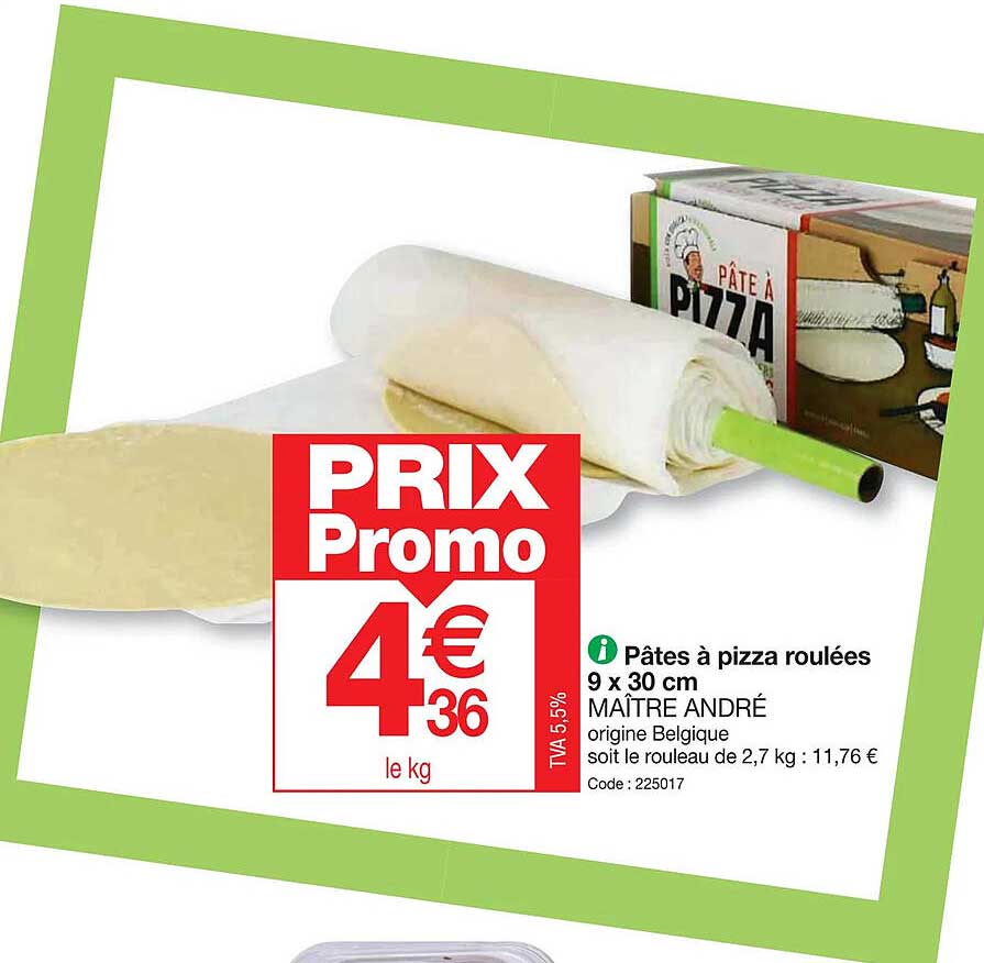 pâtes à pizza roulées 9 x 30 cm maître andré