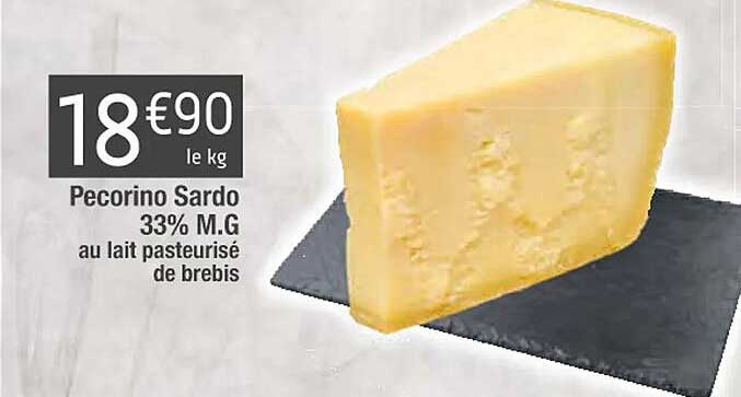 pecorino sardo 33% m.g. au lait pasteurisé de brebis