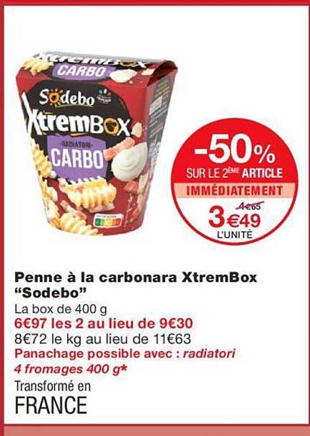 penne à la carbonara xtrembox "sodebo"