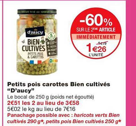 petits pois carottes bien cultivés "d'aucy"