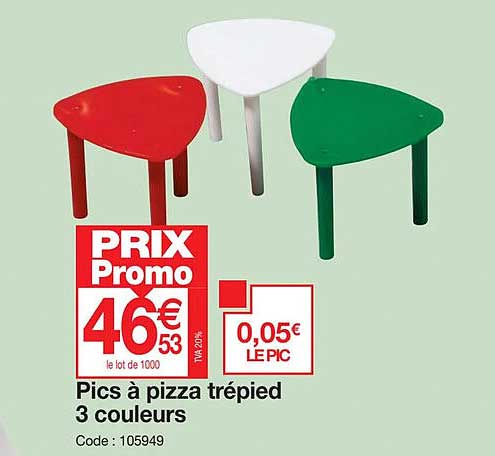 pics à pizza trépied 3 couleurs