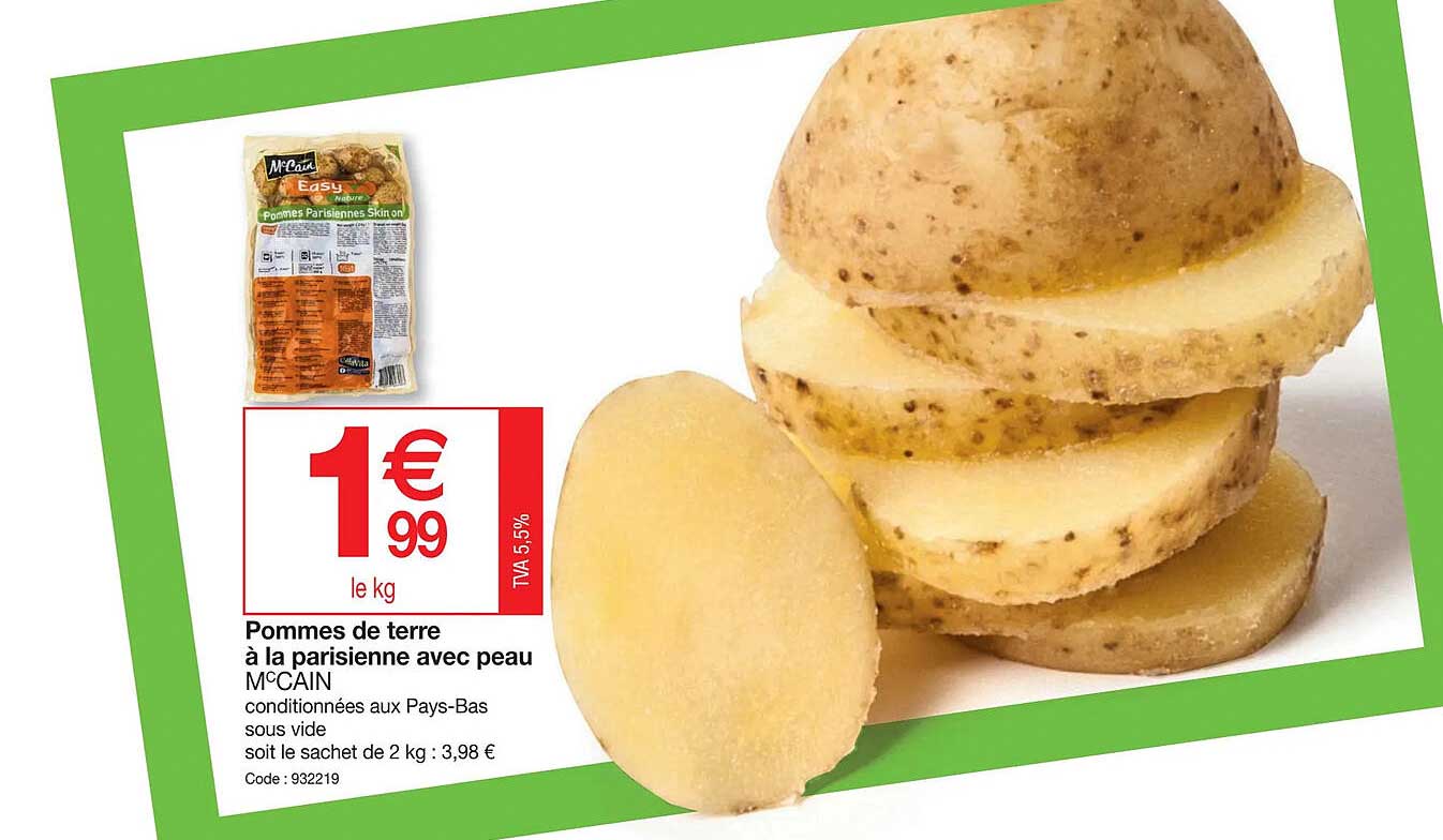 pommes de terre à la parisienne avec peau mc cain