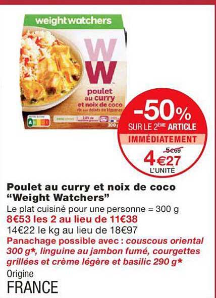 poulet au curry et noix de coco "weight watchers"