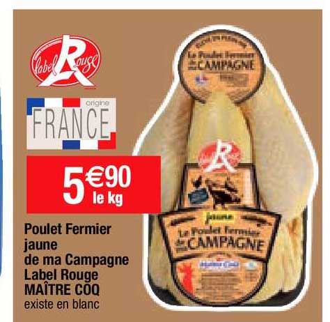 poulet fermier jaune de la campagne label rouge maître coq