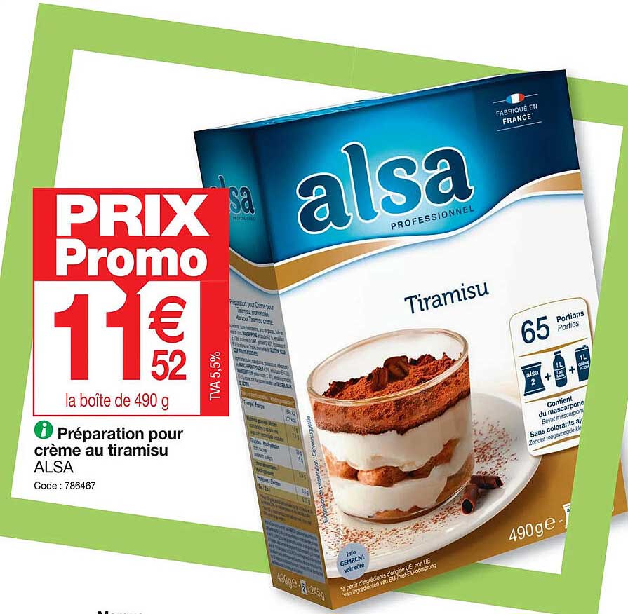 Préparation Pour Crème Au Tiramisu Alsa