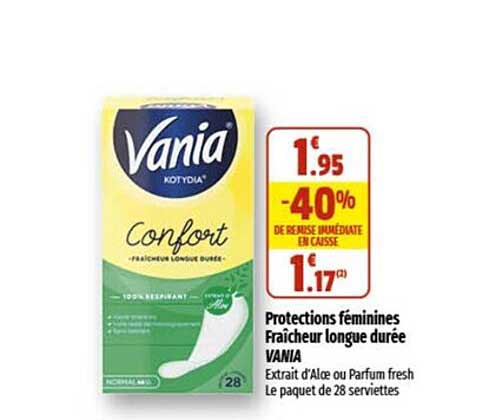 Protections Féminines Fraîcheur Longue Durée Vania
