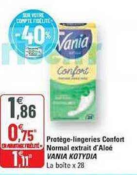 protège-lingeries confort normal extrait d'aloé vania kotydia