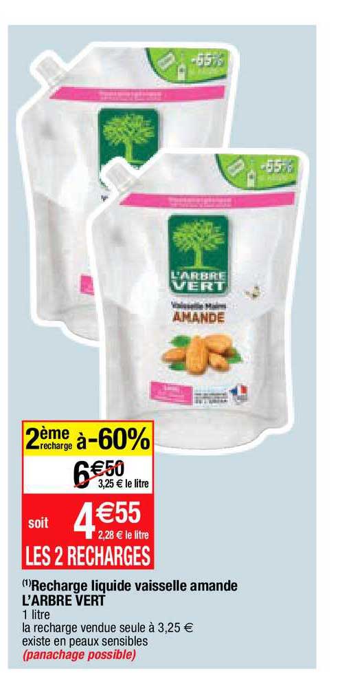 recharge liquide vaisselle amande l'arbre vert