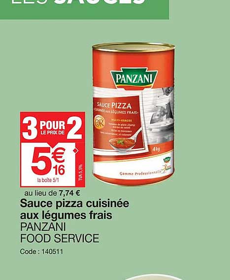 Sauce Pizza Cuisinée Aux Légumes Frais Panzani Food Service