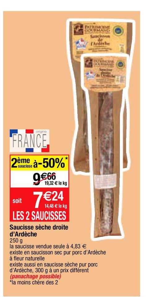 saucisse sèche droite d'ardèche