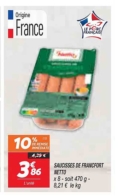 saucisses de francfort netto