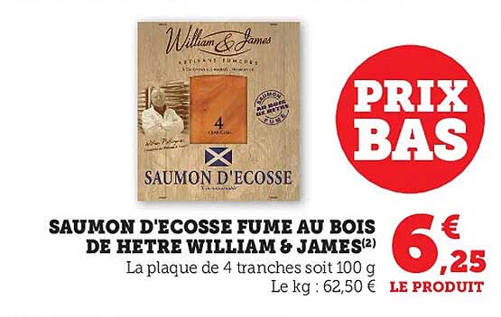 saumon d'écosse fumé au bois de hêtre william & james