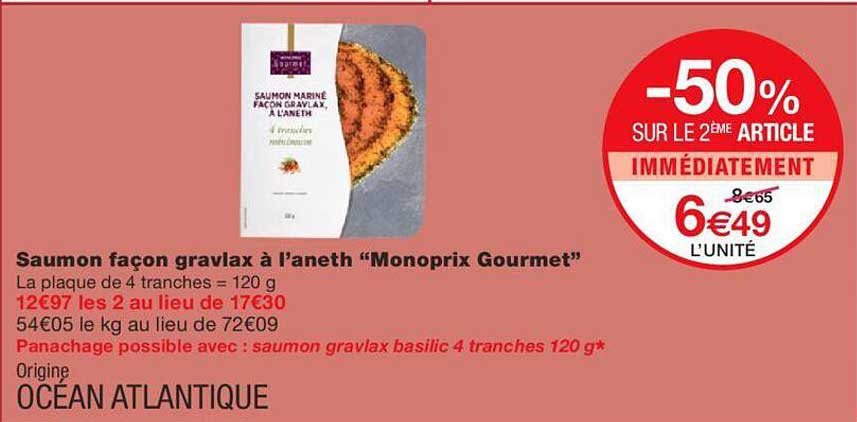 saumon façon gravlax à l'aneth "monoprix gourmet"