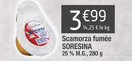 scamorza fumée soresina 25% m.g.