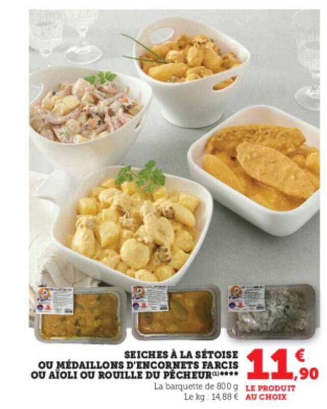 seiches à la sétoise ou médaillons d'encornets farcis ou aïoli ou rouille du pêcheur