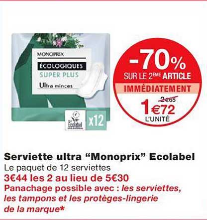 Serviette Ultra "monoprix" Ecolabel