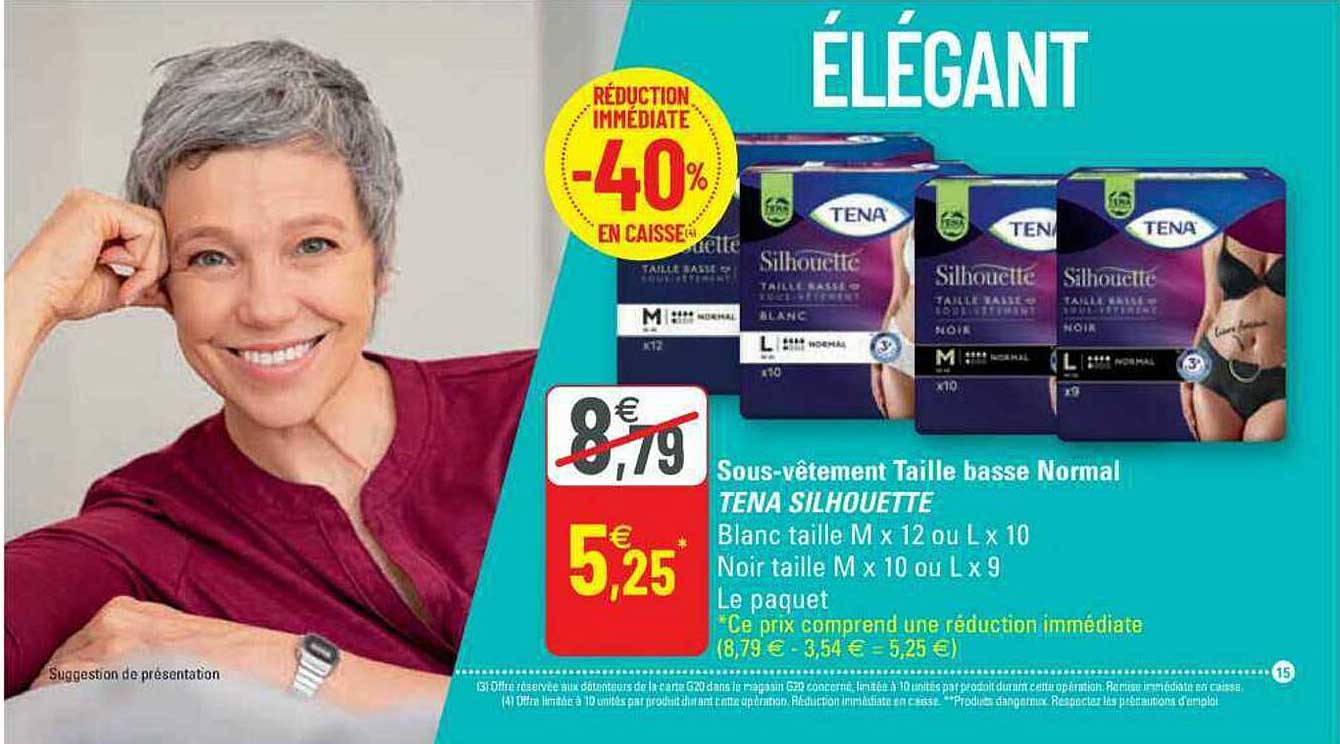 sous-vêtement taille basse normal tena silhouette