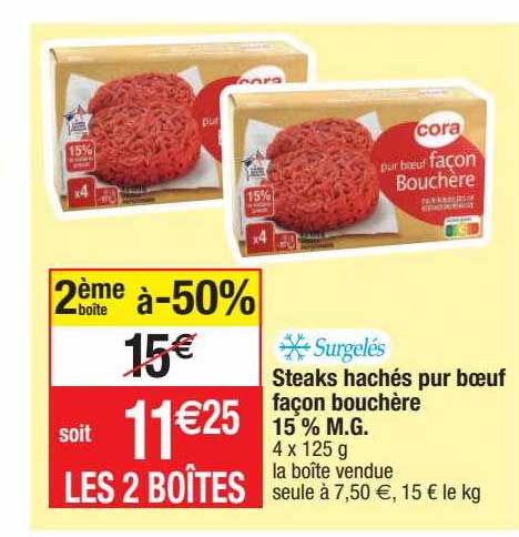 Steaks Hachés Pur Boeuf Façon Bouchère 15% M.g.