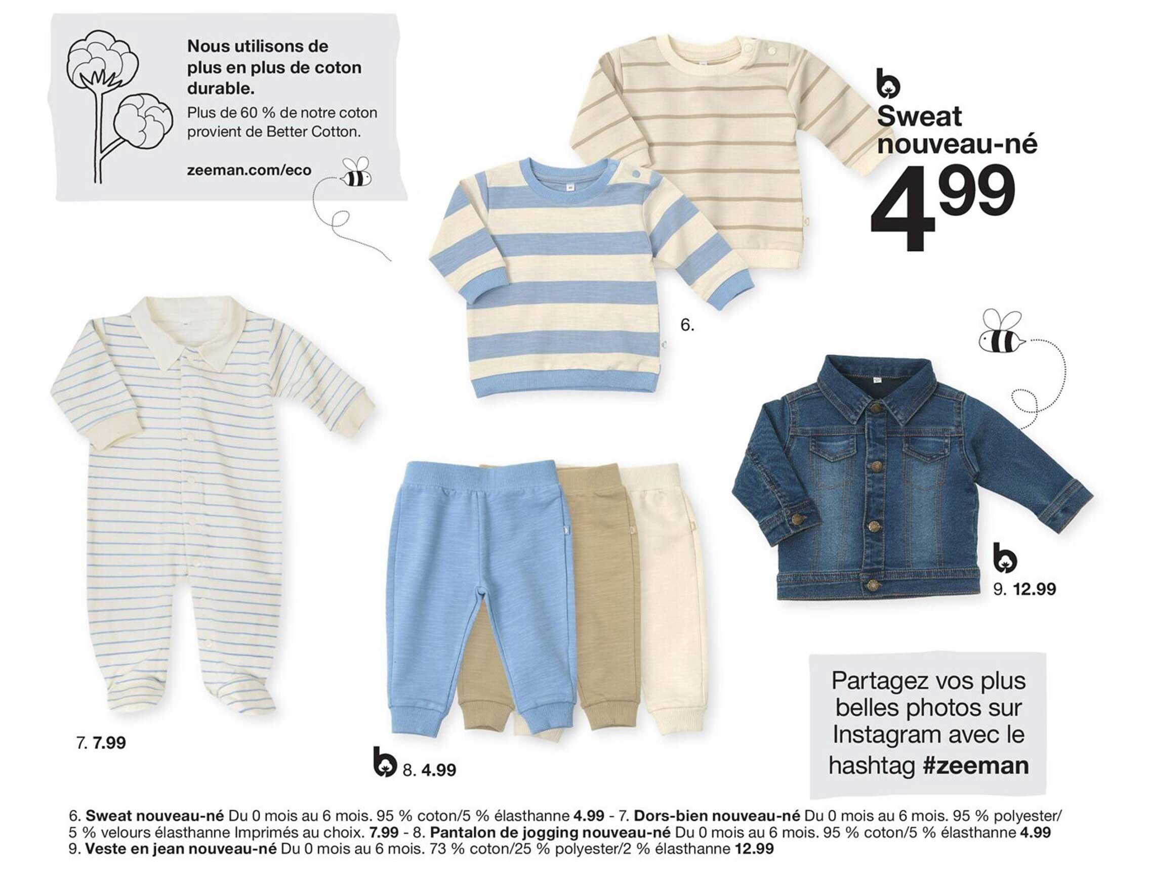 sweat nouveau-né, dors-bien nouveau-né, pantalon de jogging nouveau-né, veste en jean nouveau-né