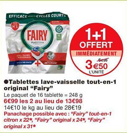 tablettes lave-vaisselle tout-en-1 original "fairy"