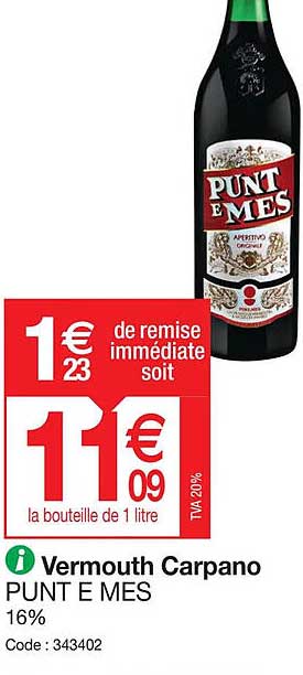 vermouth carpano punt e mes