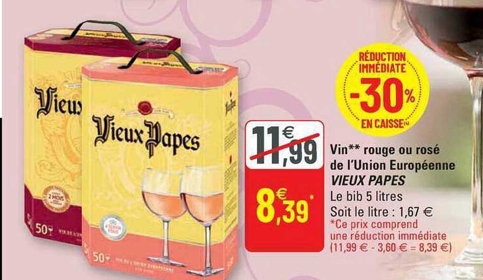 vin rouge ou rosé de l'union européenne vieux papes