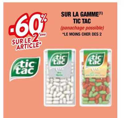-60% sur le 2ème sur la gamme tic tac
