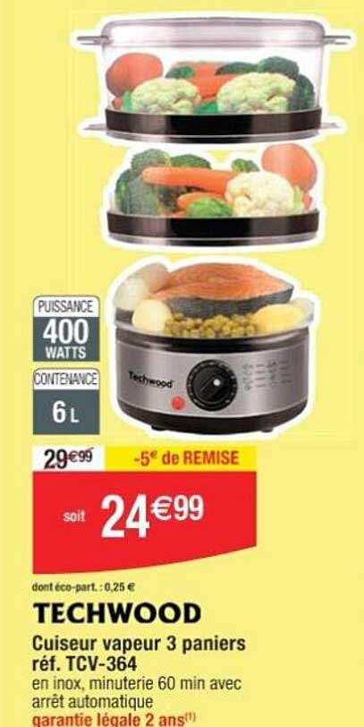 Cuiseur Vapeur 3 Paniers Techwood