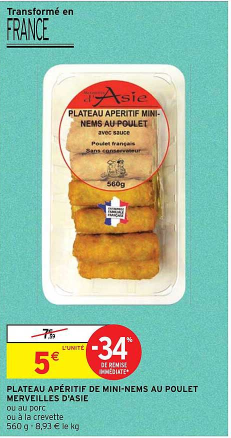 plateau apéritif de mini-nems au poulet merveilles d'asie