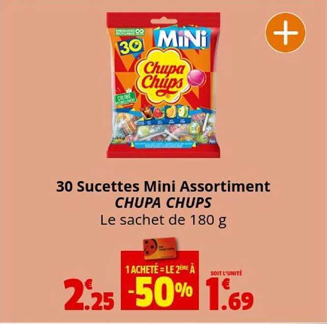 30 sucettes mini assortiment chupa chups