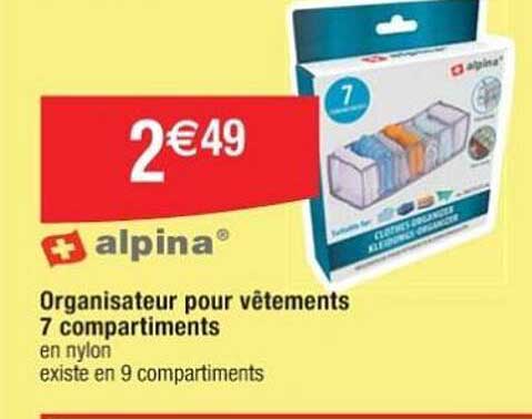 Alpina  Organisateur Pour Vêtements 7 Compartiments