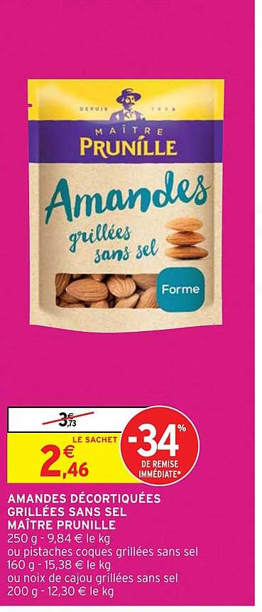 amandes décortiquées grillées sans sel maître prunille