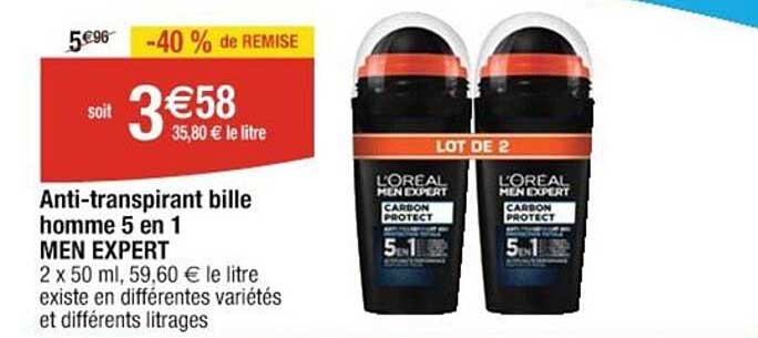 anti-transpirant bille homme 5 en 1 men expert