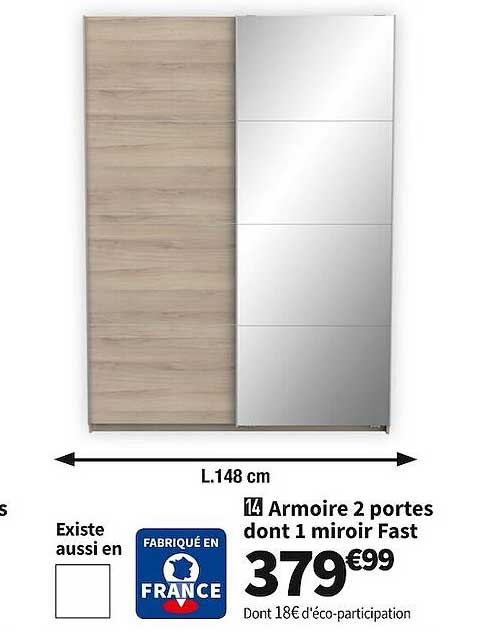 armoire 2 portes dont 1 miroir fast