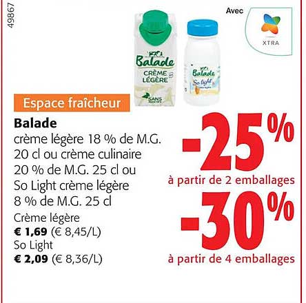 balade crème légère ou crème culinaire ou so light crème légère