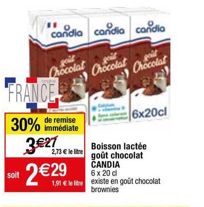 boisson lactée goût chocolat candia