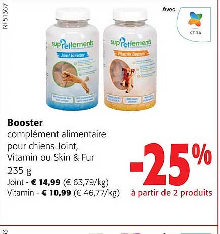 booster complément alimentaire pour chiens joint, vitamin ou skin & fur