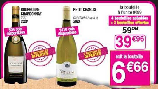 bourgogne chardonnay uvc 2020, petit chablis christophe auguste 2023