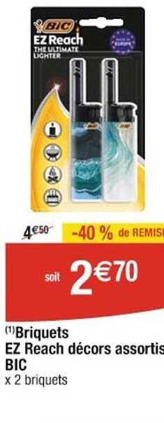 briquets ez reach décors assortis bic