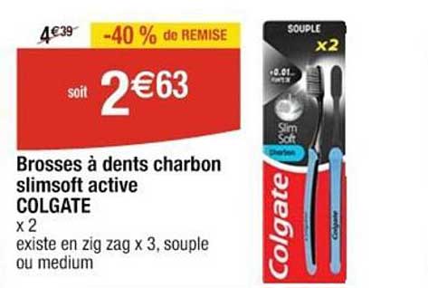Brosses à Dents Charbon Slimsoft Active Colgate