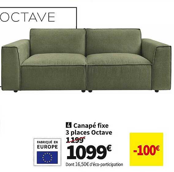 canapé fixe 3 places octave