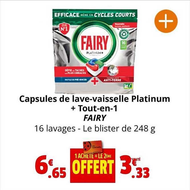 capsules de lave-vaisselle platinum + tout-en-1 fairy