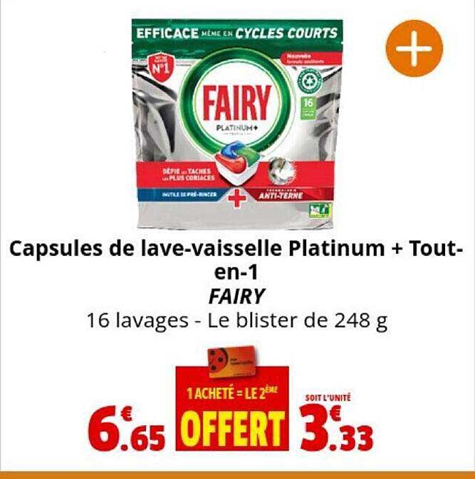 capsules de lave-vaisselle platinum+ tout-en-1 fairy