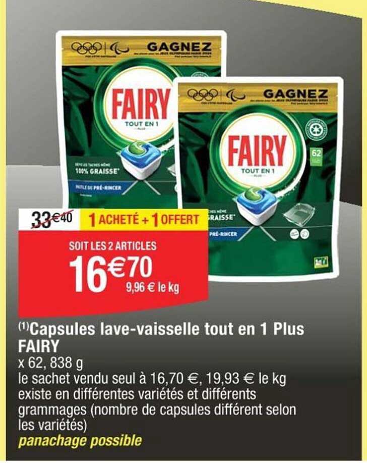 capsules lave-vaisselle tout en 1 plus fairy