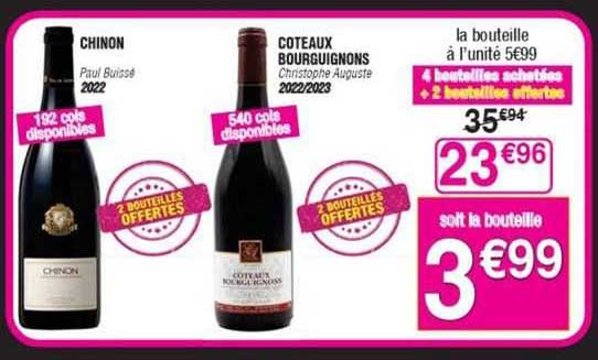 chinon paul buissé 2022, côteaux bourguignons christophe auguste 2022/2023