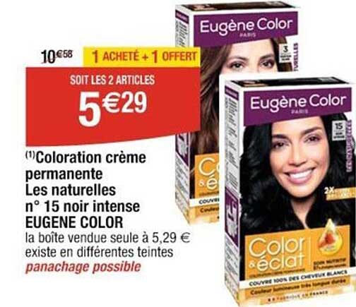 coloration crème permanente les naturelles n° 15 noir intense eugene color