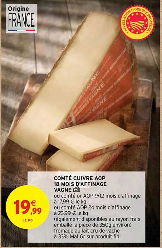 comté cuivre aop 18 mois d'affinage vagne
