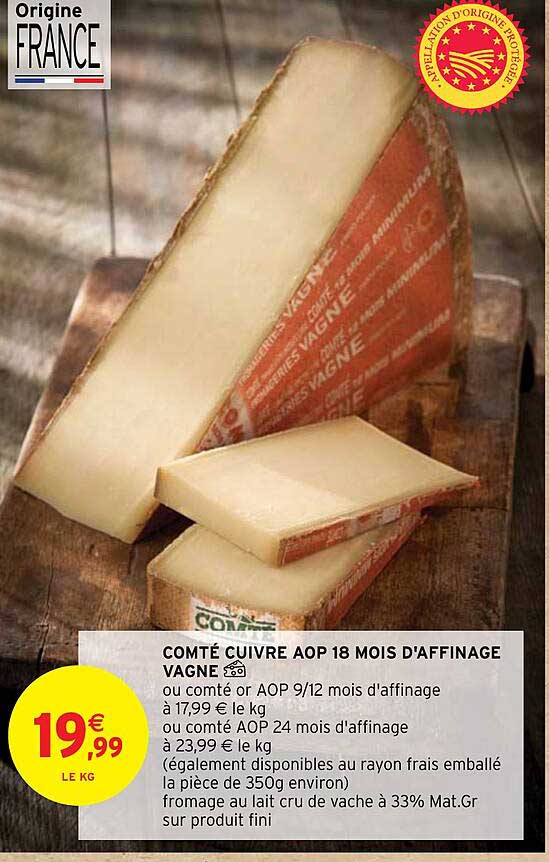 comté cuivre aop 18 mois d'affinage vagne