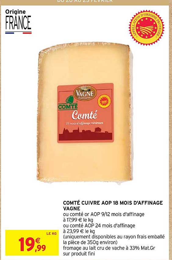comté cuivre aop 18 mois d'affinage vagne
