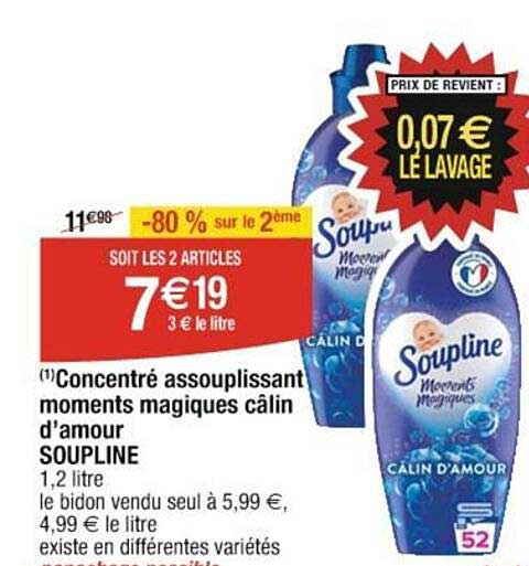 concentré assouplissant moments magiques câlin d'amour soupline